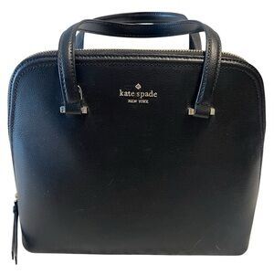 kate spade Black Leather Dome Satchel with Top Handles